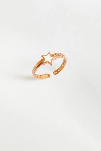 Beyaz Mine Yıldız Gümüş Eklem Yüzüğü - 2