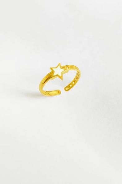 Beyaz Mine Yıldız Gümüş Eklem Yüzüğü - 3