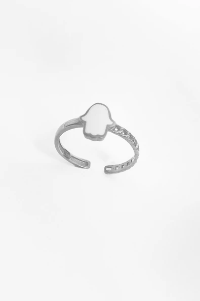 Beyaz Mine Fatma Ana Eli Gümüş Yüzük - 4