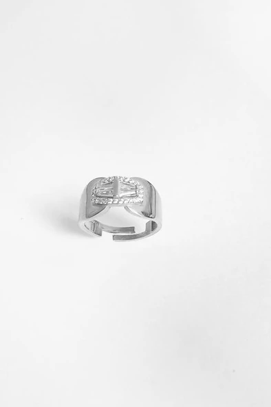 Ayarlanabilir Ölçü Baget Taş Gümüş Yüzük - 4