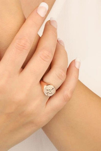 Taşsız Yılan Figürlü Gümüş Yüzük - 2