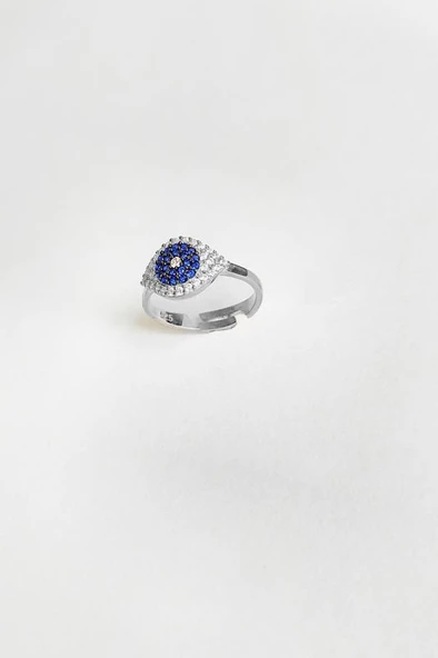 Lacivert Taşlı Gümüş Eklem Yüzük - 4