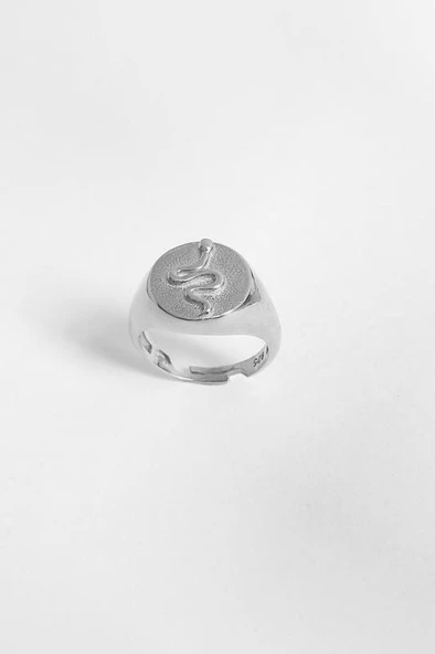 Taşsız Yılan Figürlü Gümüş Yüzük - 5