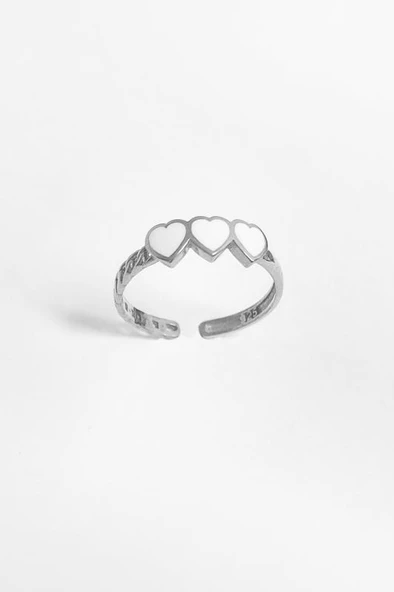 Beyaz Mine Kalpli Gümüş Yüzük - 4