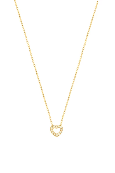 Taşlı İçi Boş Kalp Gümüş Kolye - Resim 3