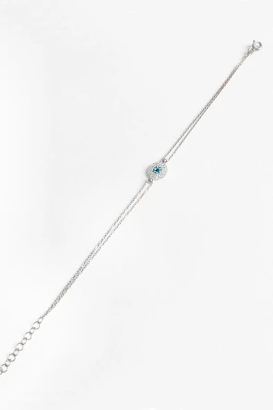 Ortası Turkuaz Papatya Gümüş Bileklik - 4