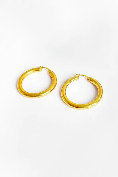 Büyük Şarnel Halka Gümüş Küpe - 3