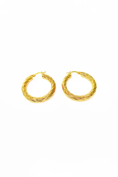 Gümüş Burma Orta Boy Halka Küpe - 2