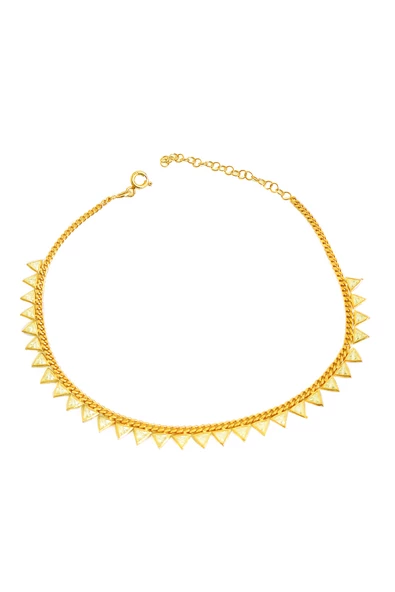 Beyaz Üçgen Taşlı Gümüş Halhal - 3