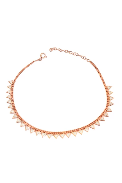 Beyaz Üçgen Taşlı Gümüş Halhal - 2