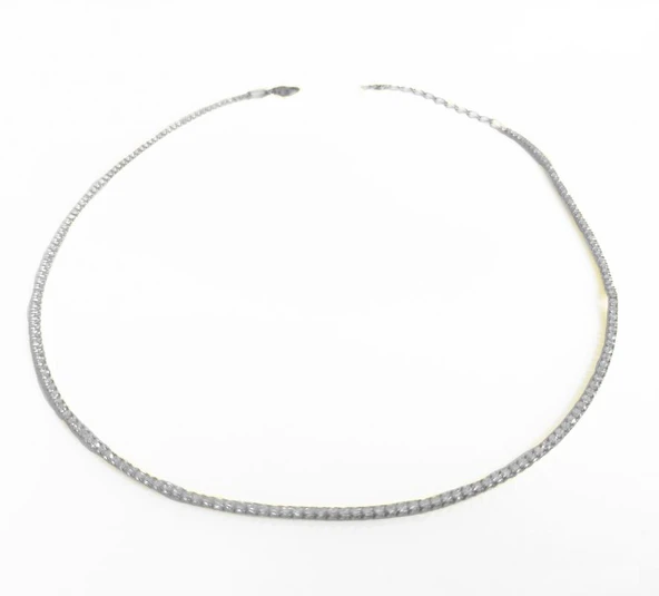 1,5 mm Beyaz Zirkon Taşlı Gümüş Suyolu Halhal - Resim 6