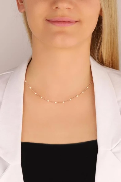 Taşsız Zincir Gümüş Choker Kolye - 5