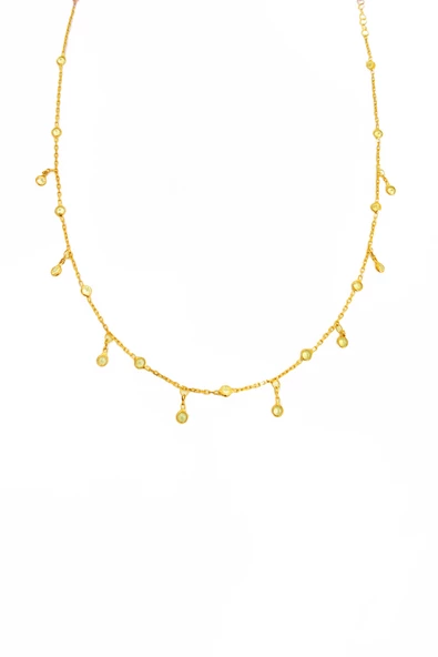 Sarkık Tifani Taşlı Gümüş Choker Kolye - 3