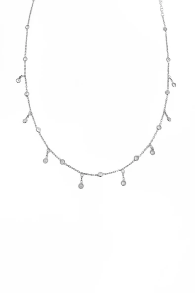 Sarkık Tifani Taşlı Gümüş Choker Kolye - 4