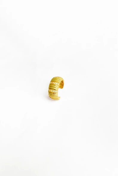 Kalın Taşlı Gümüş Ear Cuff Küpe - 3