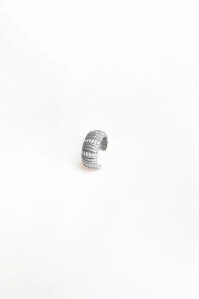 Kalın Taşlı Gümüş Ear Cuff Küpe - 2