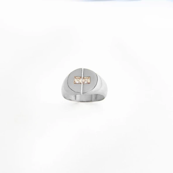 Beyaz Tek Sıralı Baget Taşlı Gümüş Yüzük - 2