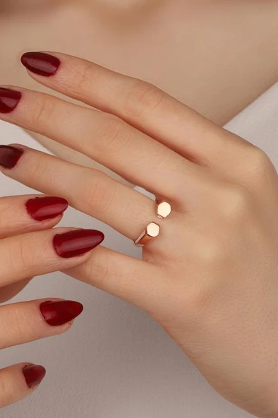 Taşsız Altıgen Uçlu Gümüş Yüzük - 5