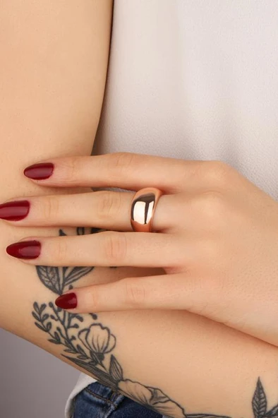 Taşsız Bombeli Düz Parlak Gümüş Yüzük - 6