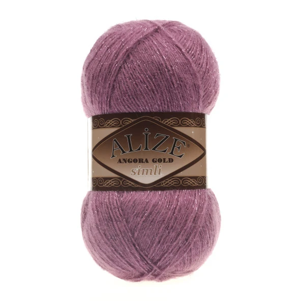 Alize Angora Gold Simli El Örgü İpi 28 Gül Kurusu