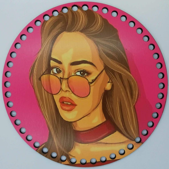 Ahşap Çanta Plakası 7254 Gözlüklü Kız