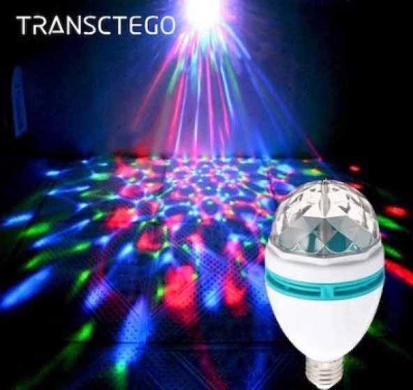 Led Kristal Disko Işığı Ampul Dönen Strobe Çok Değişen Renk Döner Ampul E27 Duylu Disko Topu
