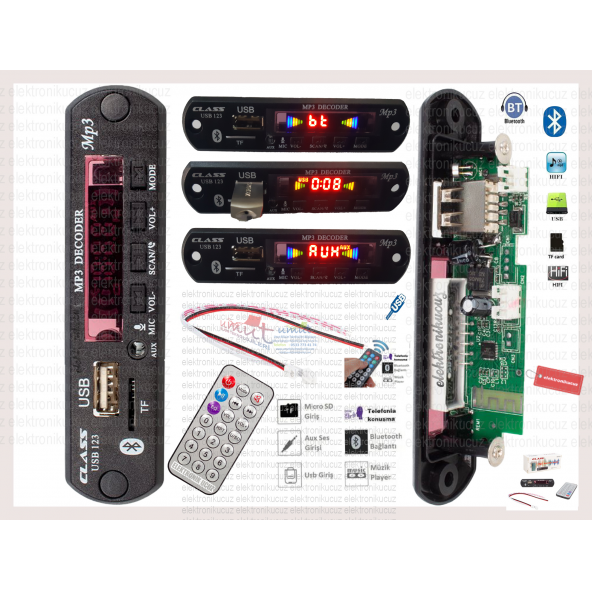 Megan 1 Bluetoothlu Oto Teyp Usb/sd Çevirici Aux Kumandalı 12v Mikrofonlu Araç Içi Görüş