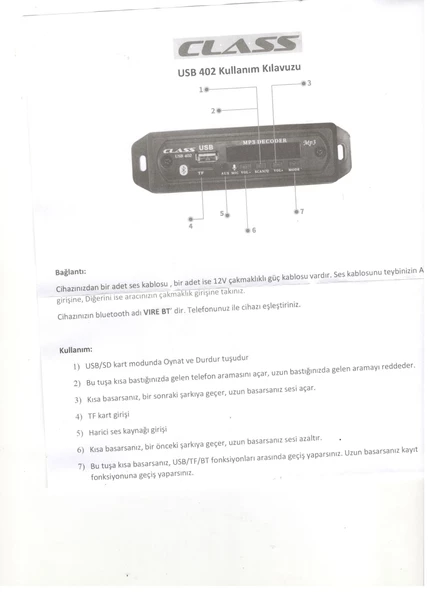 Araç Bluetooth Aux Usb Çalar Oto Teyp Aux Çevirici Mp3 Modülüdür - 6
