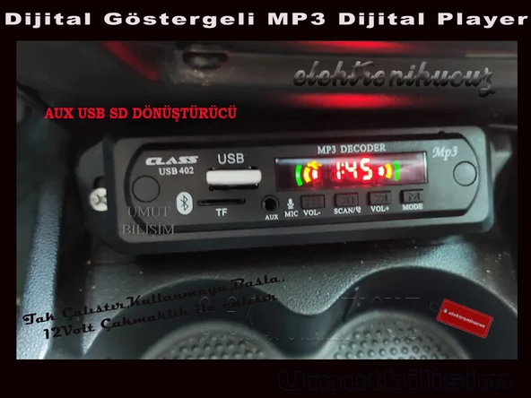 Araç Bluetooth Aux Usb Çalar Oto Teyp Aux Çevirici Mp3 Modülüdür - 5