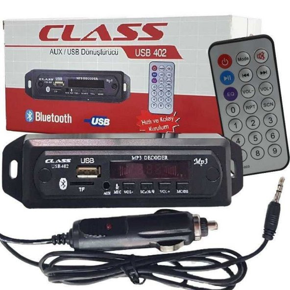 Aux Girişli Oto Teypleri için Çakmaklıkla çalışan TAK ÇALIŞTIR MODÜLÜ Bluetooth Aux Çevirici Usb Mp3