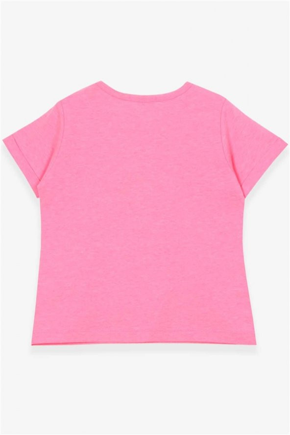 Kız Çocuk Tişört Baskılı Neon Pembe Modi (5-9 Yaş)