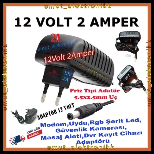 UMUT BİLİŞİM TEKNOLOJİLERİ ANKARA _ 12 VOLT 2 AMPER 12V 2A MİNİ SCART UYDULAR İÇİN ADAPTER