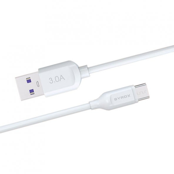 Syrox C108 Mikro Usb- Hızlı Şarj ve Data Kablosu 1mt 3.0A 18W Beyaz (Micro Usb)