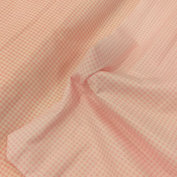 Poplin Kumaş Pembe Kareli