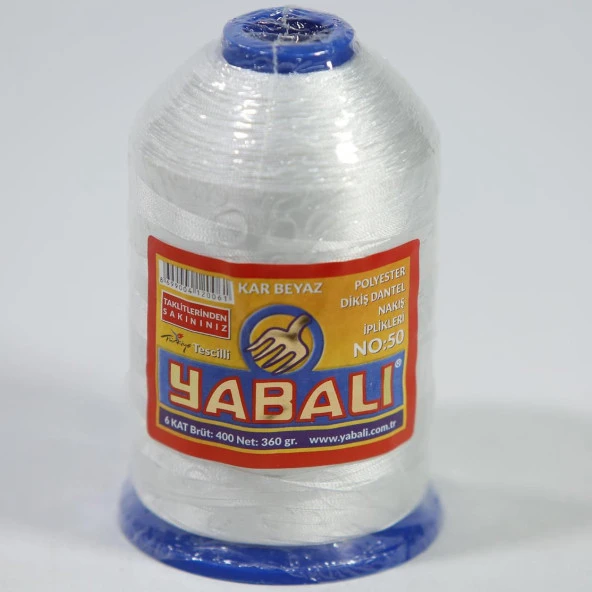 Yabalı Polyester Dantel İpliği 400 Gr Kar Beyaz No: 50