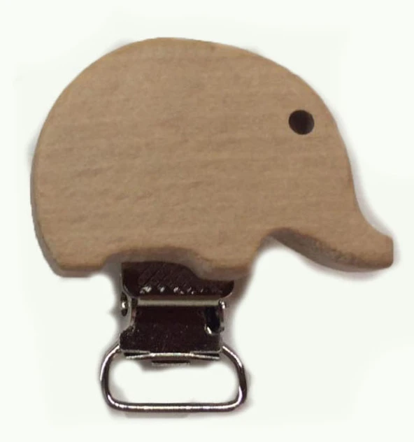 Figürlü Ahşap Emzik Klipsi Fil