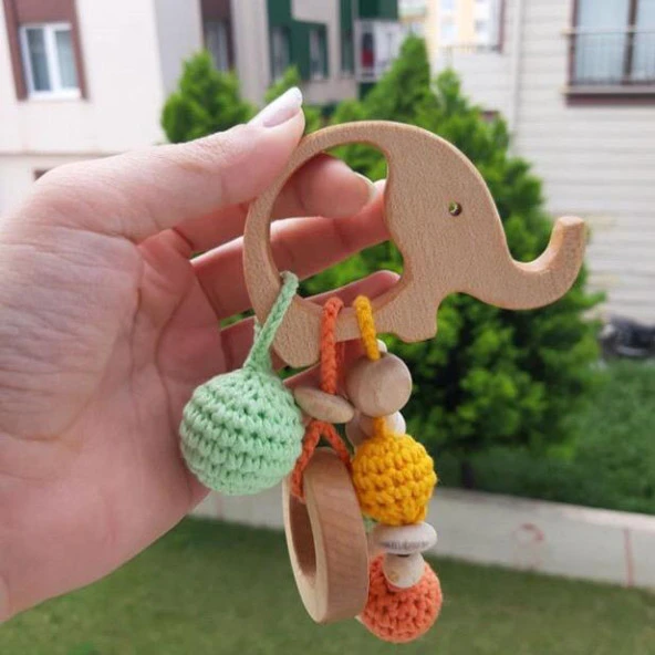 Figürlü Ahşap Emzik Klipsi Fil - 3