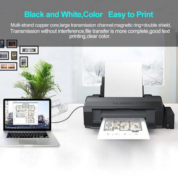 USB Printer Kablosu 1.5 Metre (USB2.0) - SİYAH - 4