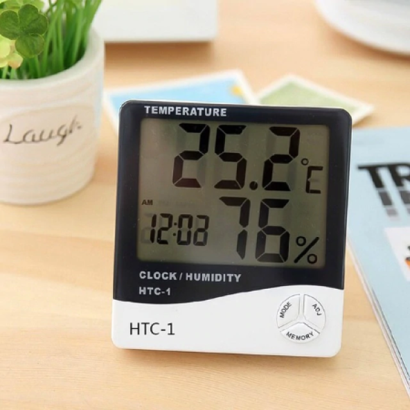 Dijital Saatli Masaüstü Dijital Termometre Nem Ölçer Higrometre