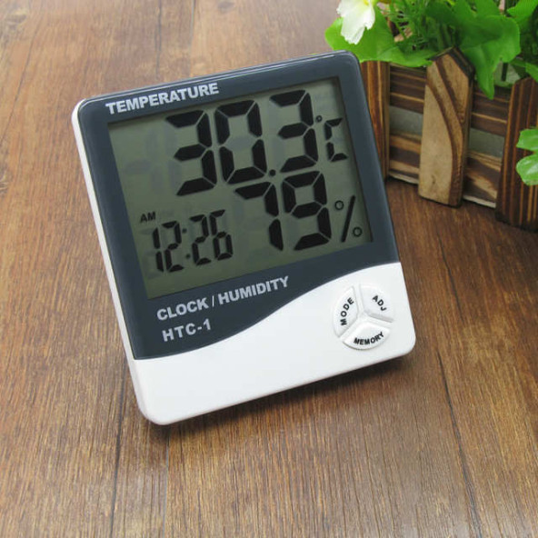 Masaüstü Dijital Termometre Nem Ölçer Saat HTC-1
