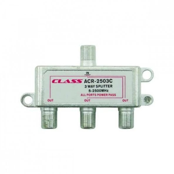 CLASS ACR-2503C 1 Giris 3 Çıkıs Kablo Tv Uydu Anten Çoklayıcı 3 lü Splitter+F Konnektör ile beraber