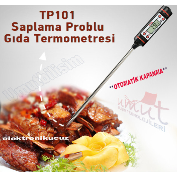 Dijital Gıda Yemek Termometresi  Sıcaklık Ölçer  TP-101 (Beyaz Renk)