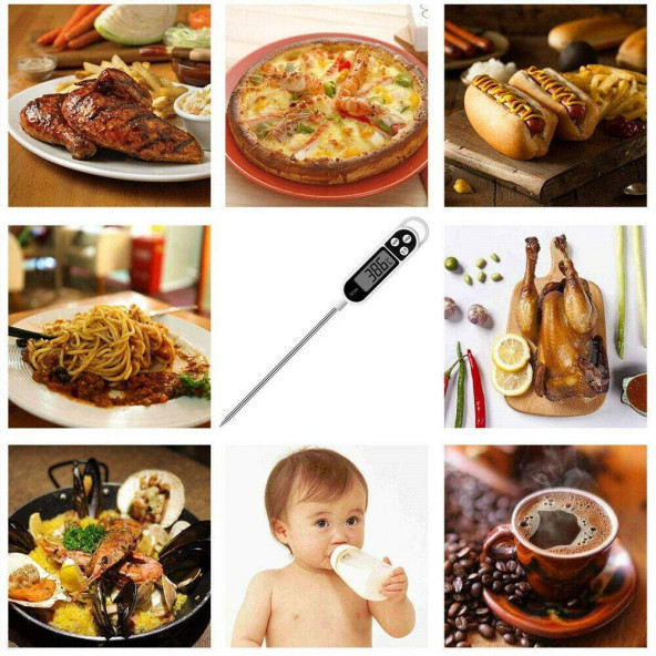 TP300 Daldırma Tipi Termometre Dijital Mutfak Termometresi Süt Mama Kek Börek Su Bebe Banyo Suyu Ölçme - 3