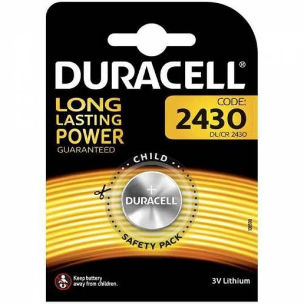 Duracell CR 2430 Lithium 3 Volt Tekli Düğme Pil Orjinal Elektronik Cihaz Pili CR2430 PİL