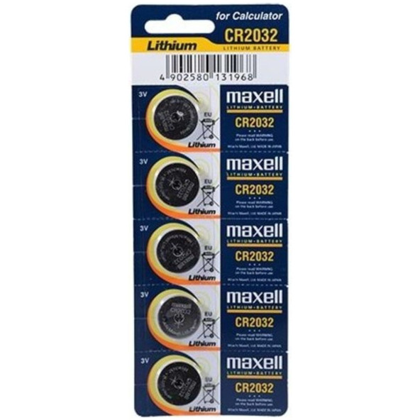 Maxell  Cr2032 3v Pil 1 Kart 5 Adet - Maxell CR2032 3V LityuM pİL Lithium Bios Hafıza Kumanda Pili