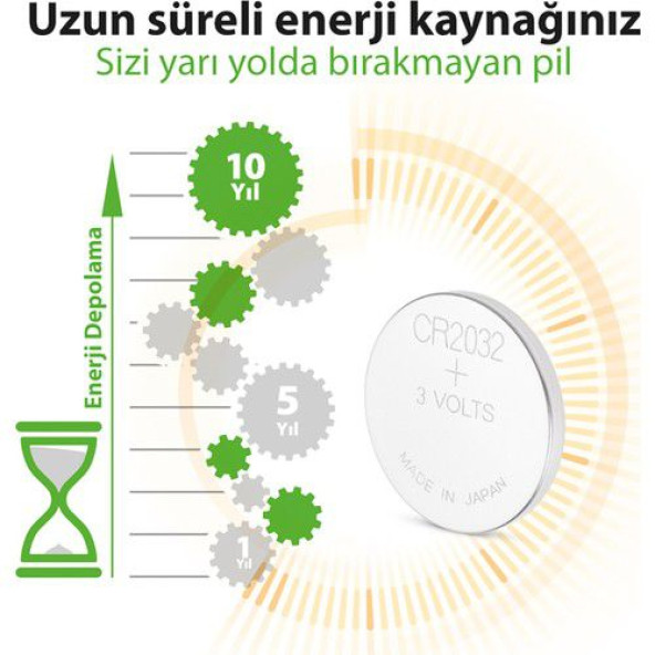 5 ADET GP CR2032 CR 2032 Lithium CELL Battery 3V 3 VOLT CR2032 DL2032 GP 2032 BİOS KUMANDA Para PiL - 8