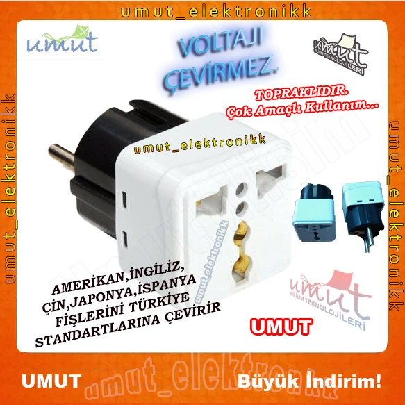 İngiliz Amerikan Tipi Priz Dönüştürücü UNİVERSAL TİP ÇEVİRİCİ ADAPTÖR İNGİLİZ AMERİKAN TİP TÜRK FİŞİNE UYUM - 2