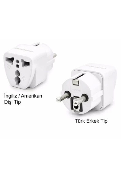 İngiliz Amerikan Tipi Priz Dönüştürücü UNİVERSAL TİP ÇEVİRİCİ ADAPTÖR İNGİLİZ AMERİKAN TİP TÜRK FİŞİNE UYUM - 7
