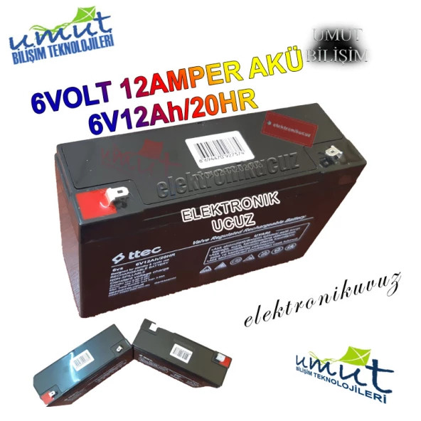 6V 12Ah , 6VOLT 12AMPER , 6 VOLT 12 AMPER ,OYUNCAK ARABA AKÜSÜ 6V 12AH 20HR TAZE AKÜ