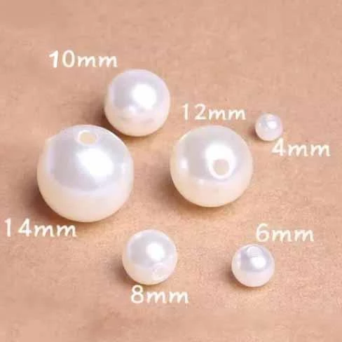 Delikli Tam Krem İnci Boncuk 8 Mm - Resim 2